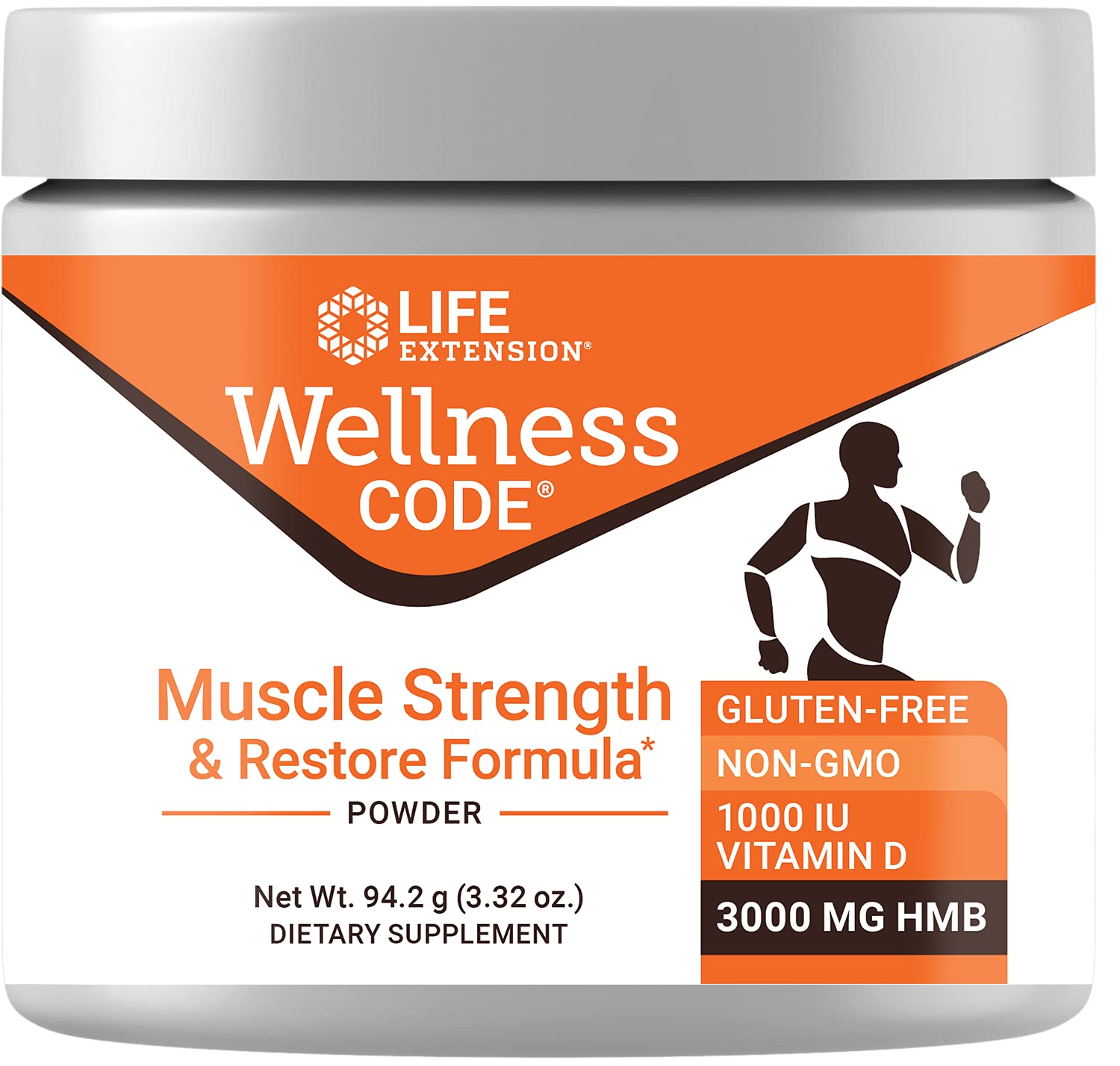 Life Extension envase frontal mostrando el producto y beneficio de apoyo muscular