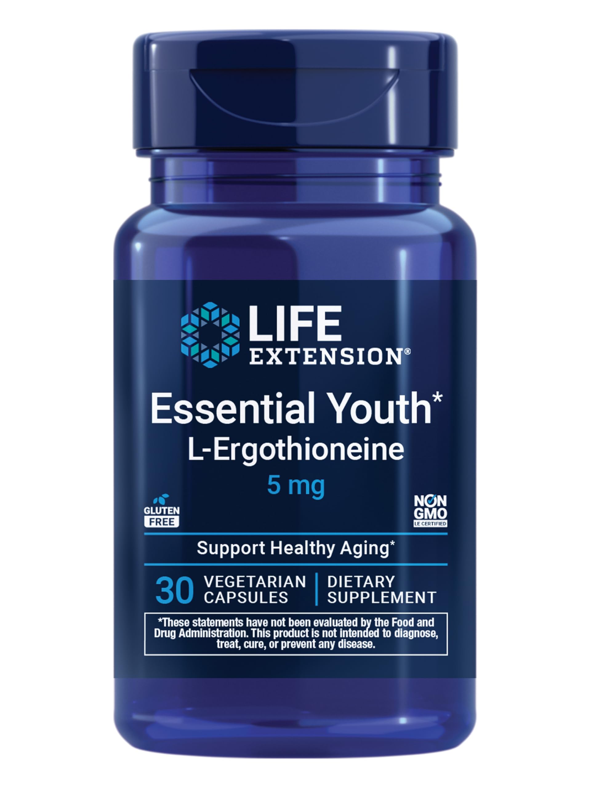 Life Extension frasco frontal con etiqueta clara y confianza
