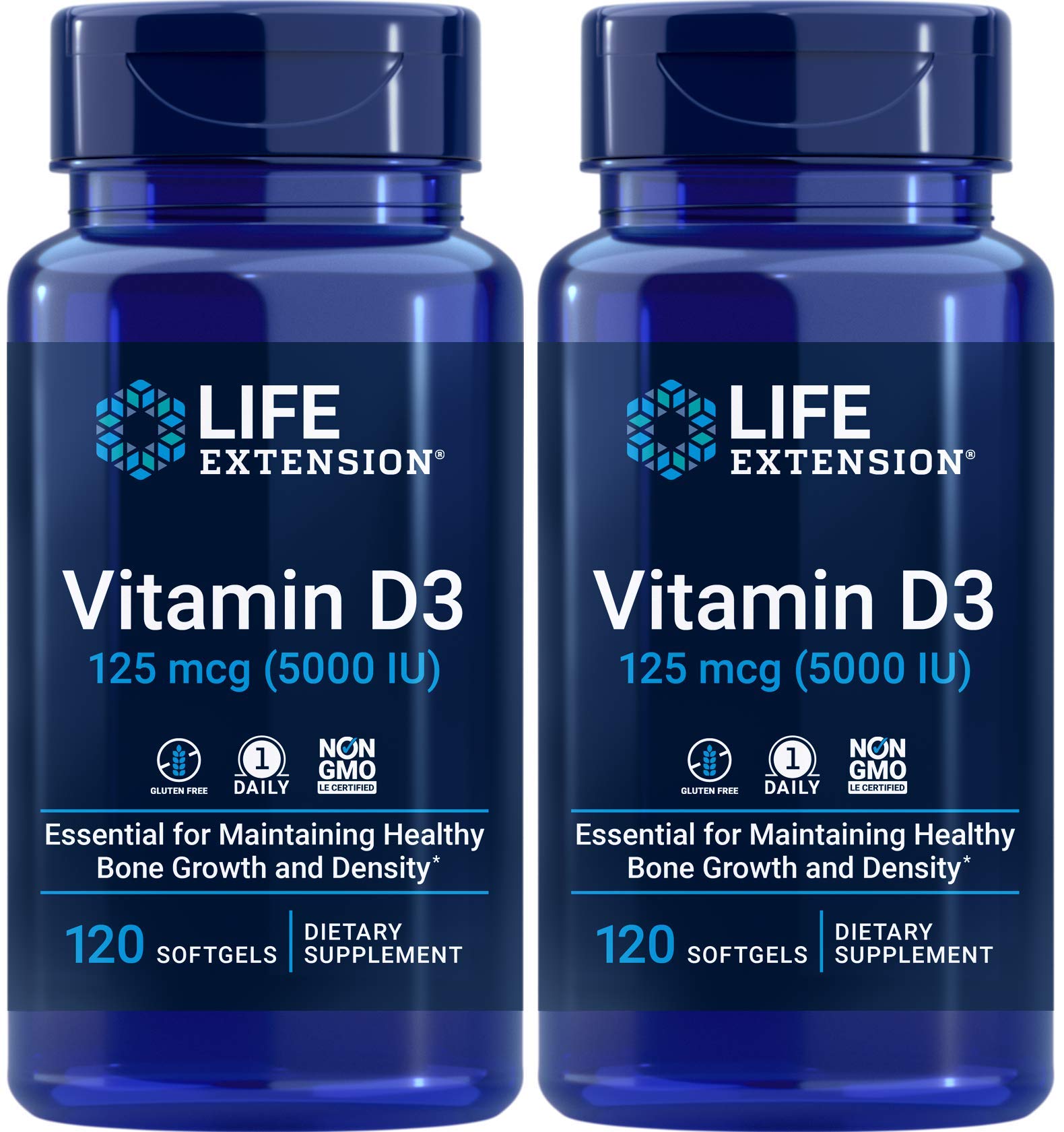 Life Extension frontal del pack mostrando dos frascos y beneficio de suministro prolongado