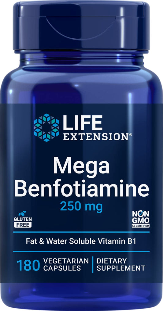 Life Extension frasco frontal mostrando 180 cápsulas y composición clara