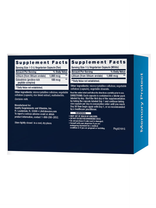 Life Extension blíster con cápsulas numeradas para dosis diaria y adherencia