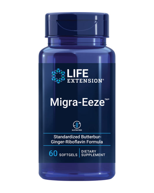 Life Extension envase frontal mostrando etiquetado y beneficio de confort craneal