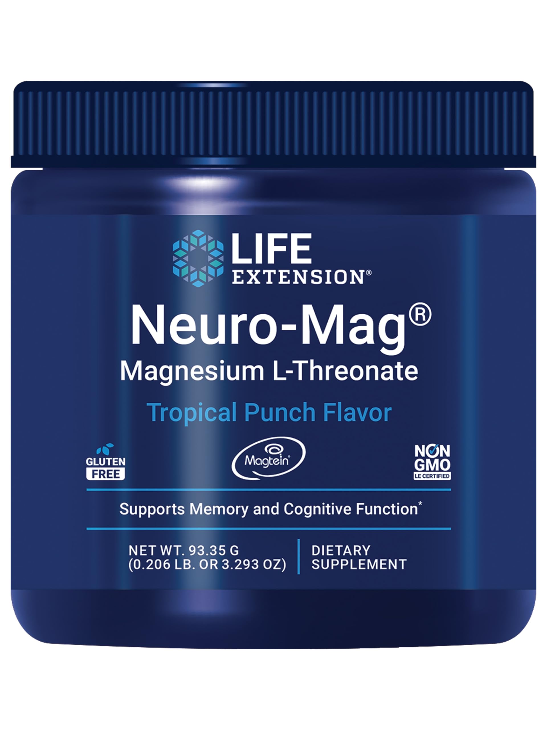 Life Extension envase frontal con magnesio L-treonato, beneficio memoria