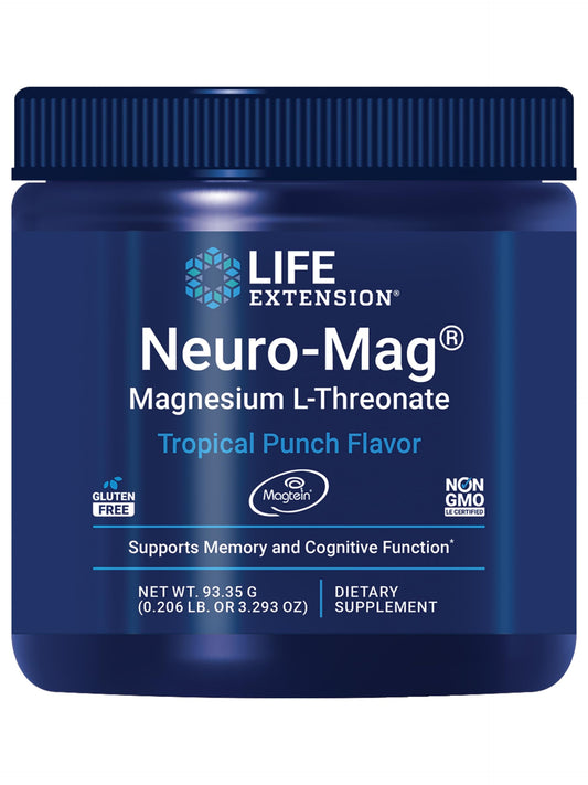 Life Extension envase frontal con magnesio L-treonato, beneficio memoria