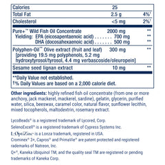 Life Extension omega-3 etiqueta del producto, EPA y DHA de calidad