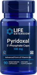 Life Extension frasco P5P frontal mostrando etiqueta clara y beneficios