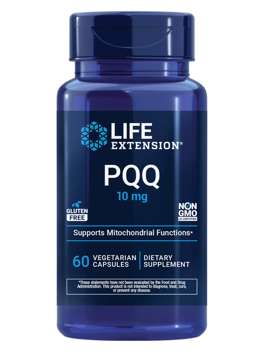 Life Extension envase frontal mostrando 60 cápsulas y beneficio de apoyo mitocondrial