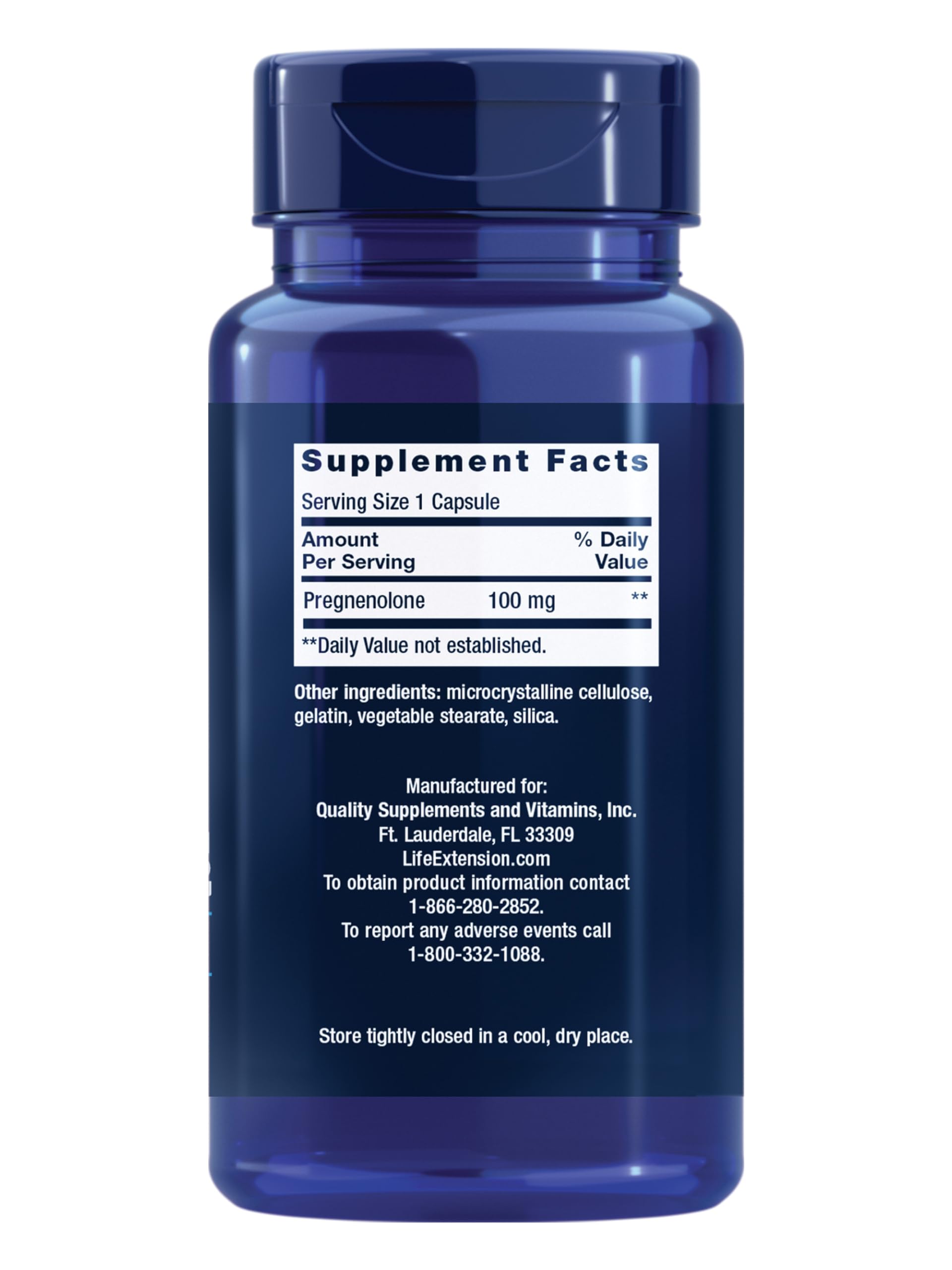 Life Extension cápsula en mano destacando 100 mg por dosis y conveniencia