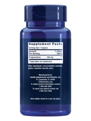 Life Extension cápsula en mano destacando 100 mg por dosis y conveniencia