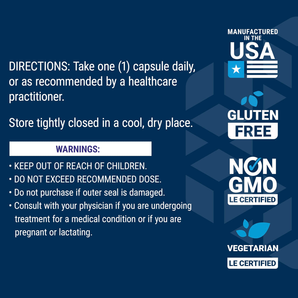 Life Extension etiqueta de ingredientes destacando pureza y formulación no-GMO