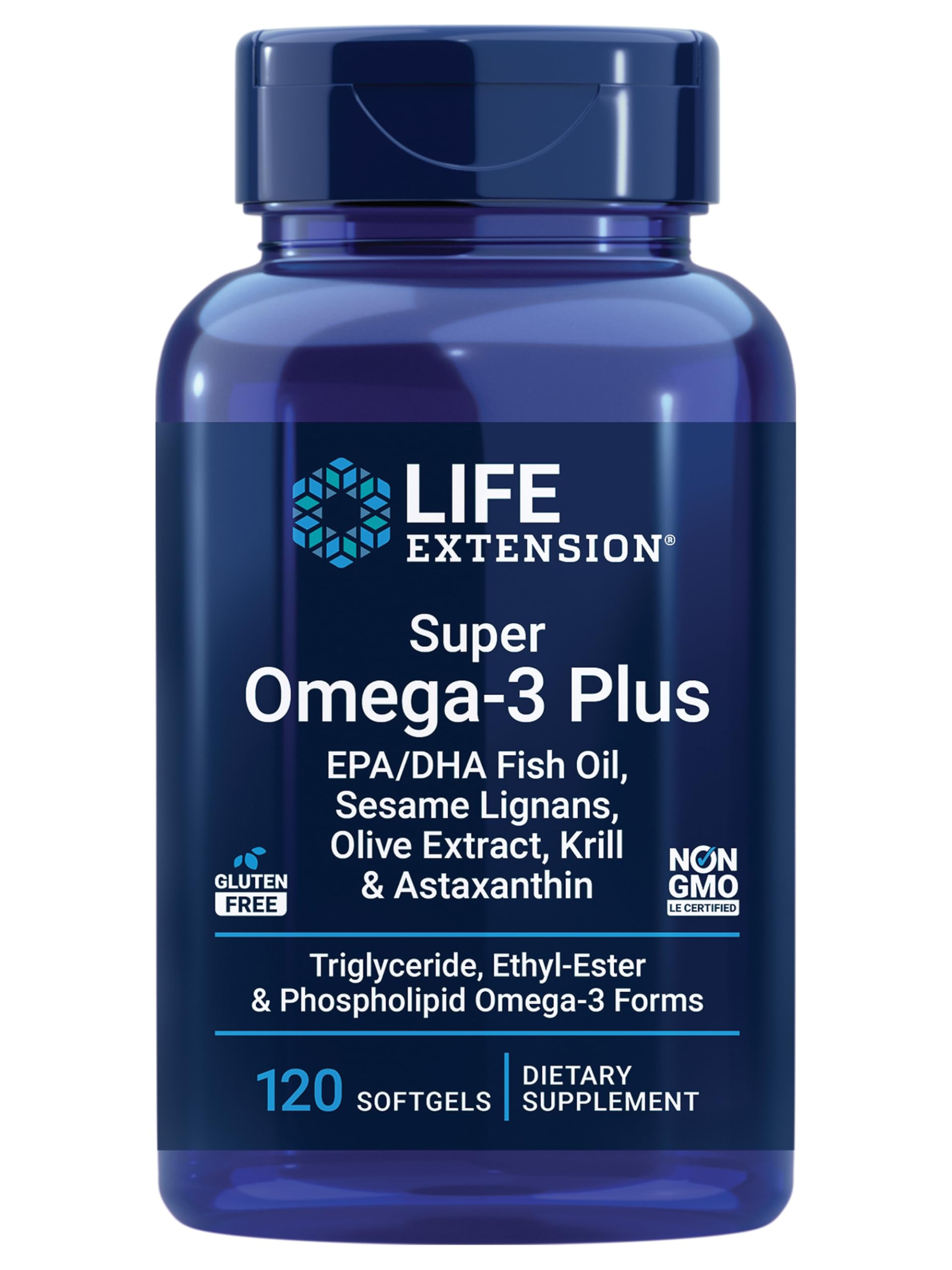 Life Extension paquete frontal mostrando 120 cápsulas para soporte cardiovascular
