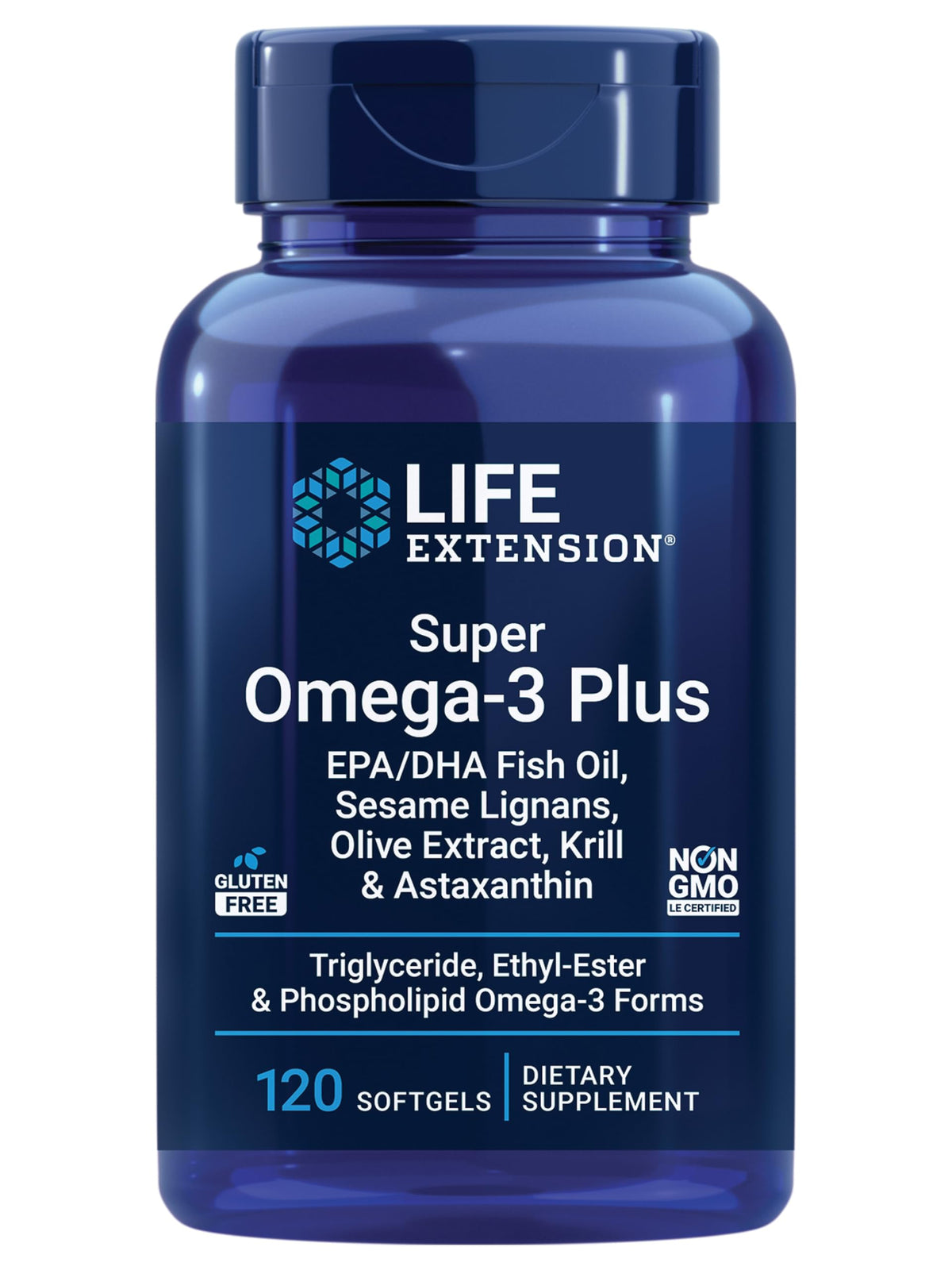Life Extension paquete frontal mostrando 120 cápsulas para soporte cardiovascular
