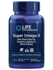 Life Extension frasco frontal mostrando el logo y beneficio cardiaco