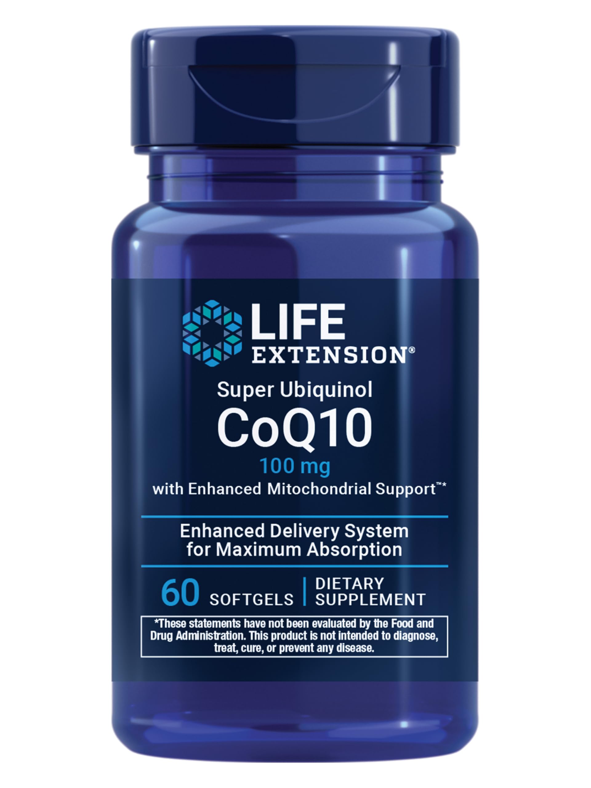 Life Extension frente del envase mostrando 60 softgels y etiqueta clara para selección informada