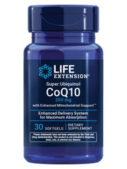Life Extension frasco frontal mostrando etiqueta y beneficio de ubiquinol