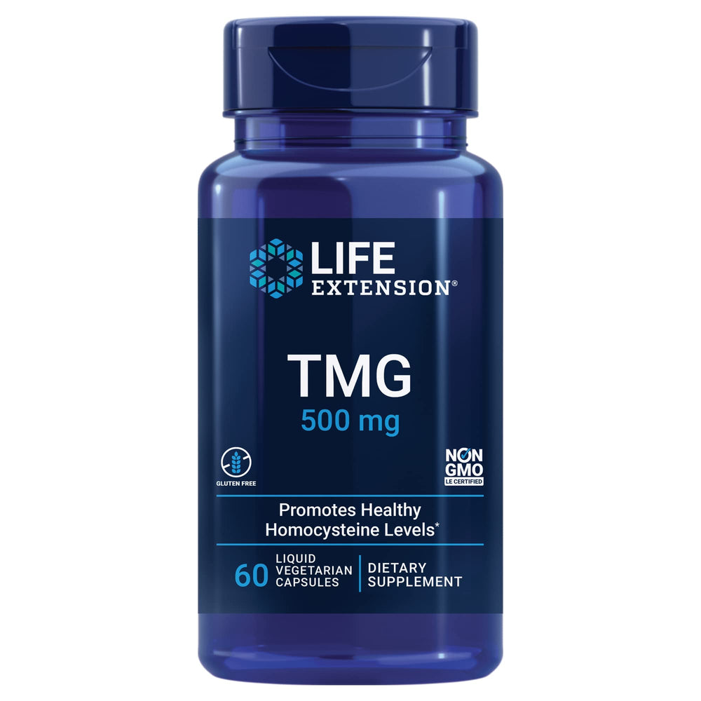 Life Extension frasco frente mostrando 60 cápsulas y beneficios claros