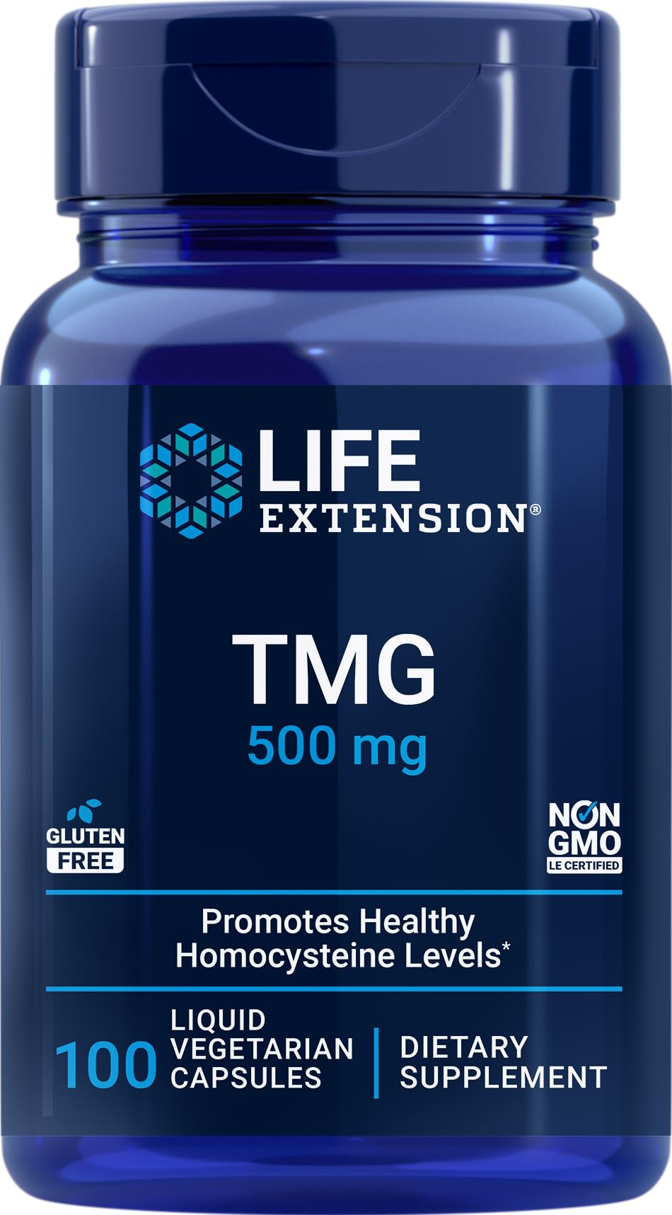 Life Extension botella frontal mostrando etiqueta y beneficios clave
