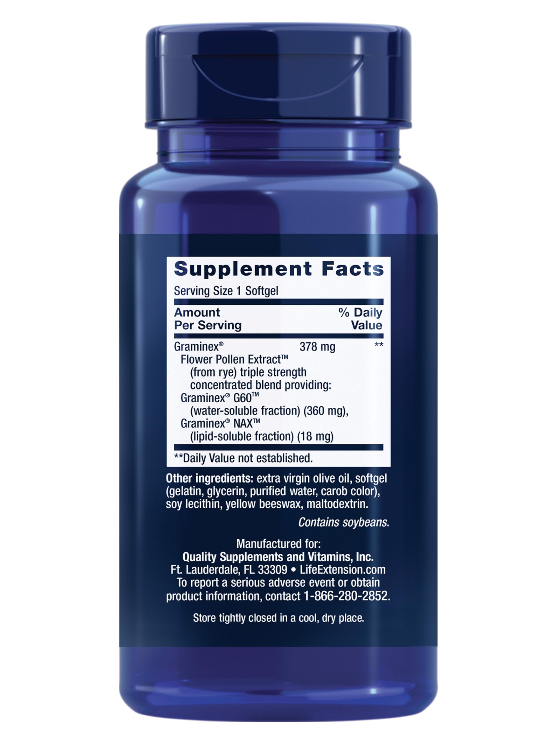 Life Extension etiqueta lateral con información de ingredientes y dosis claras