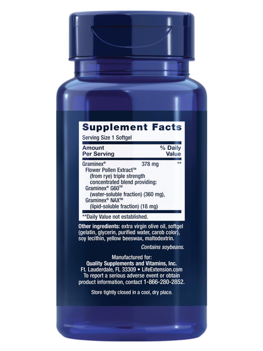 Life Extension etiqueta lateral con información de ingredientes y dosis claras