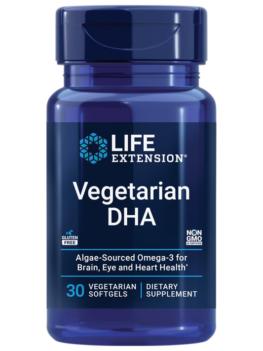 Life Extension envase frontal de Vegetarian DHA, complemento vegano confiable