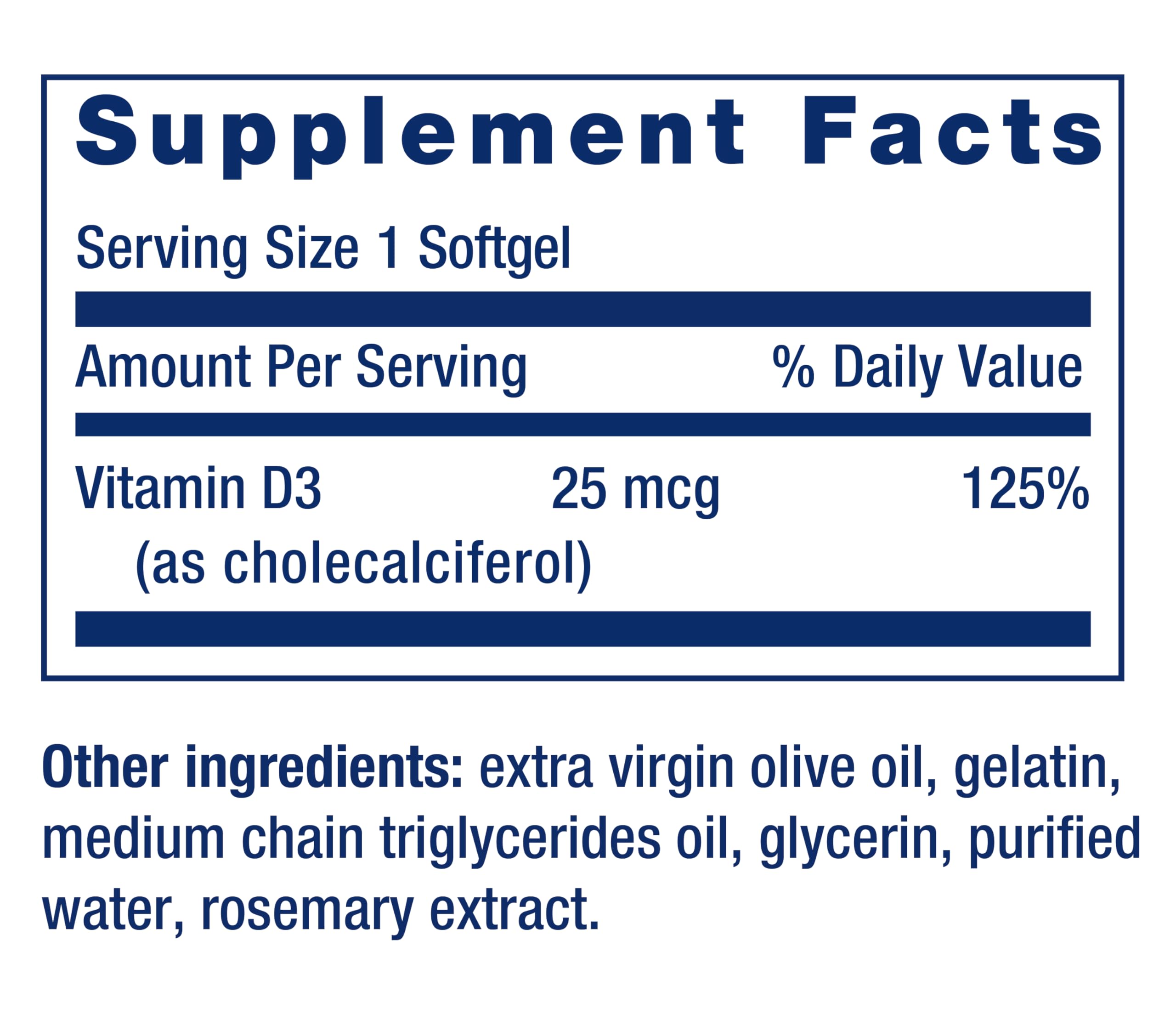 Life Extension etiqueta nutricional con dosis de 25 mcg y transparencia de ingredientes