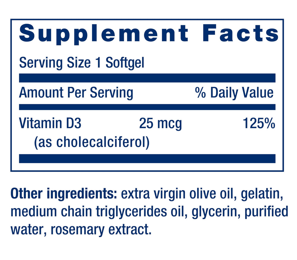 Life Extension etiqueta nutricional con dosis de 25 mcg y transparencia de ingredientes