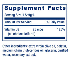 Life Extension etiqueta nutricional con dosis de 25 mcg y transparencia de ingredientes