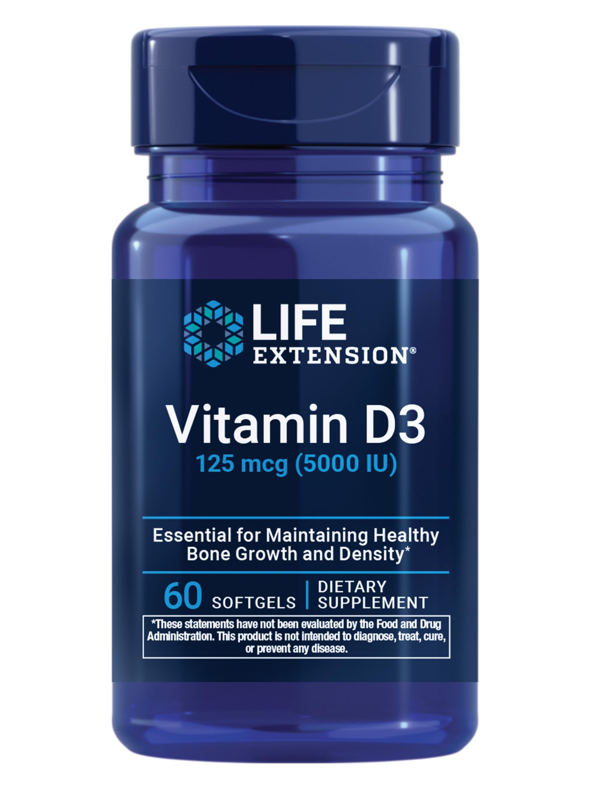 Life Extension botella frontal mostrando etiqueta y beneficio óseo