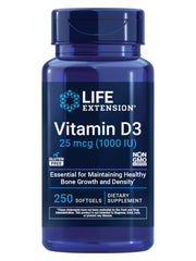 Life Extension envase frontal mostrando 250 softgels y beneficio de suministro prolongado