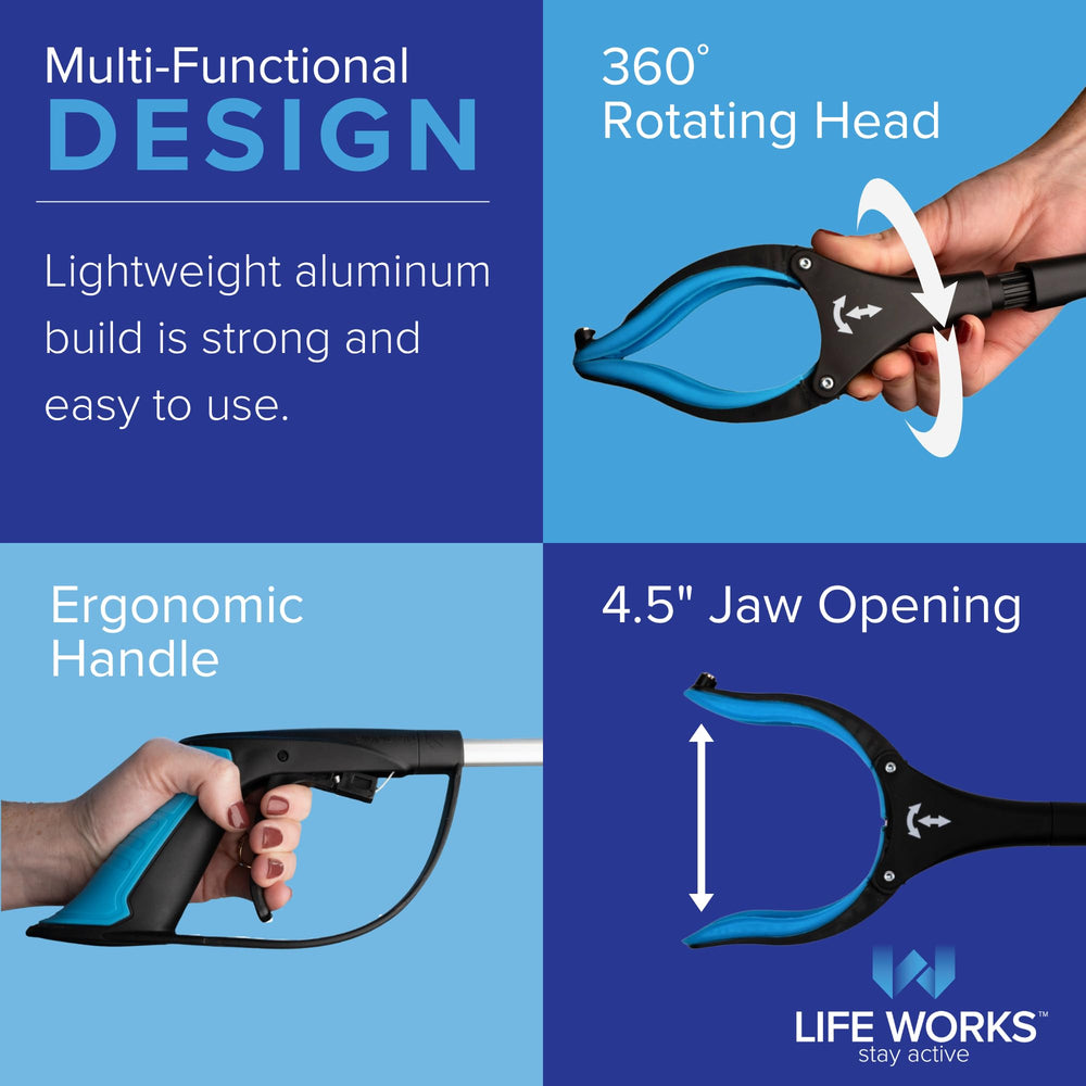 LIFE WORKS detalle del mango ergonómico que reduce la tensión en mano y muñeca