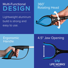 LIFE WORKS detalle del mango ergonómico que reduce la tensión en mano y muñeca