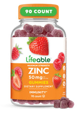 Lifeable frasco frontal de gomitas zinc 50 mg, presentación clara y práctica