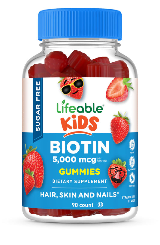 Lifeable gominolas de biotina para niños, en bote, favorecen cabello y uñas saludables