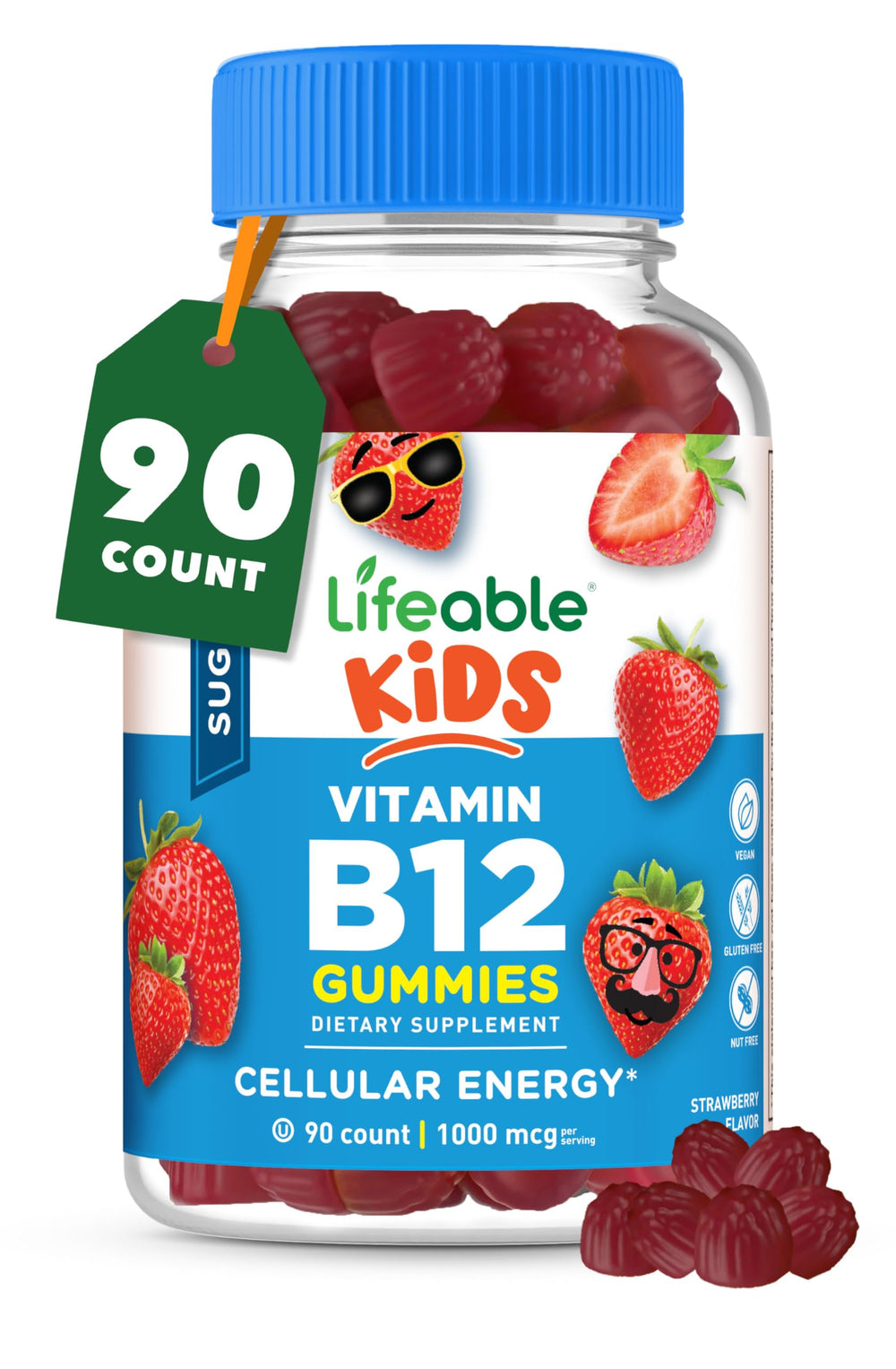 Gomitas Lifeable B12 para niños con 1000 mcg, energía diaria.