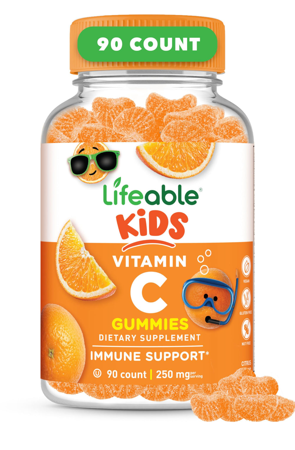 Lifeable gominolas vitamina C sabor naranja para apoyo inmunológico diario