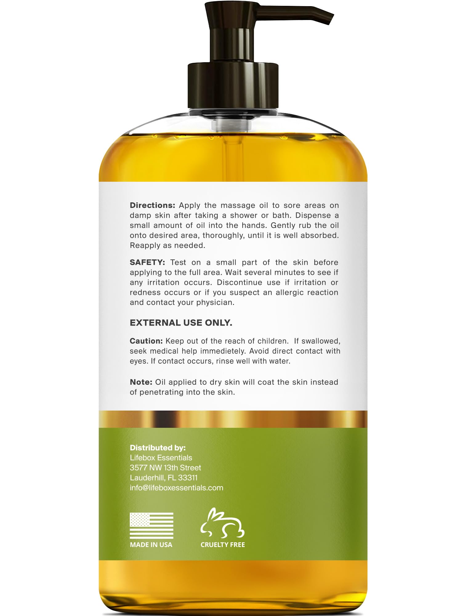 Lifebox Essentials textura del aceite en manos con absorción rápida visible