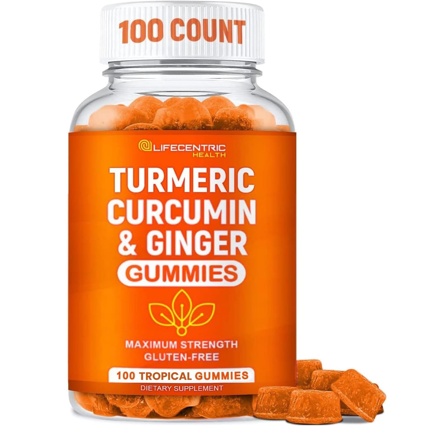LifeCentric Health empaque frontal mostrando las gummies veganas y orgánicas, conveniencia diaria