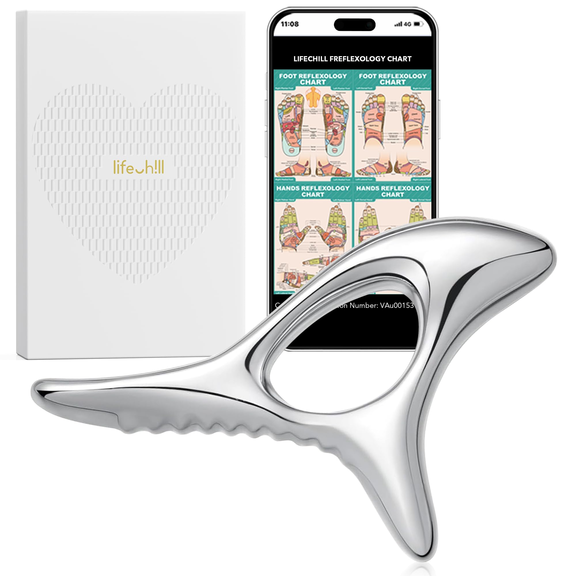 lifechill frontal herramienta mostrando doble punta y ergonomía para alivio