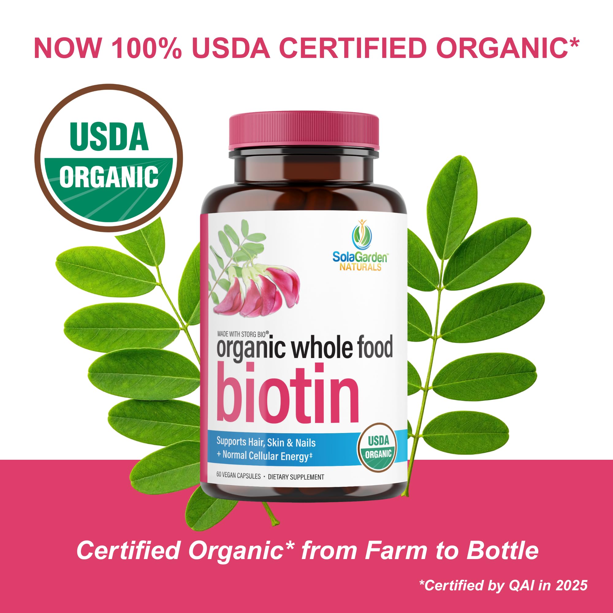 LifeGarden Naturals etiqueta USDA orgánica visible, garantía de origen vegetal