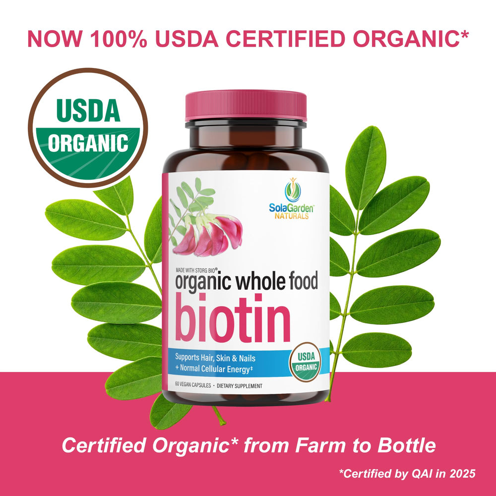 LifeGarden Naturals etiqueta USDA orgánica visible, garantía de origen vegetal