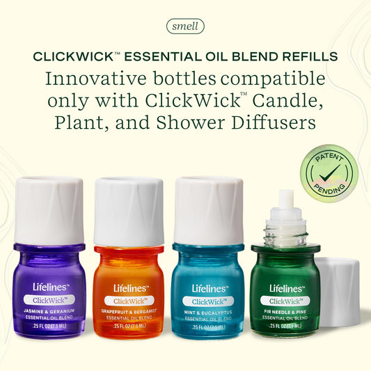 Lifelines botellas ClickWick en primer plano, diseño que simplifica el reemplazo