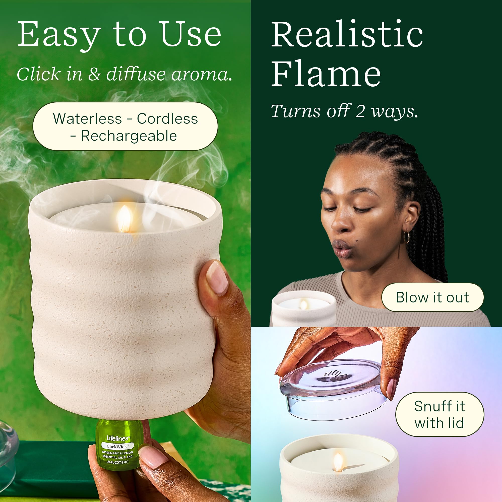Lifelines botellas ClickWick Herbal Garden y Coconut Hibiscus para cambiar aromas