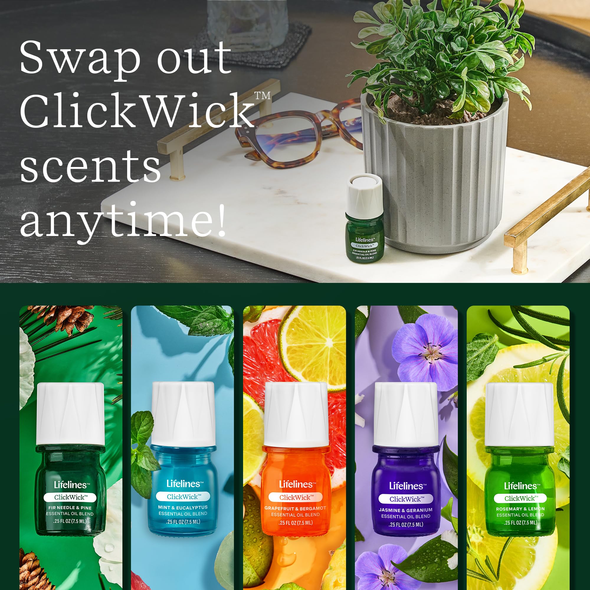 Lifelines ClickWick insertado en difusor Candle, uso seguro y cómodo
