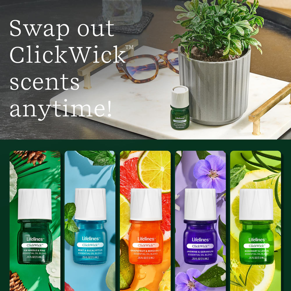 Lifelines ClickWick insertado en difusor Candle, uso seguro y cómodo
