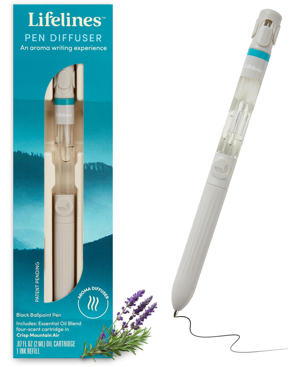 Lifelines bolígrafo frente, diseño elegante que aporta aroma al escribir