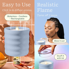 Lifelines vela flameless encendida en uso, ambiente cálido seguro