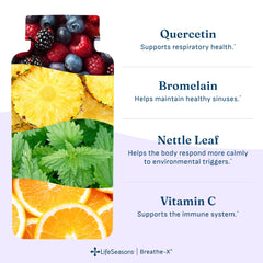 LifeSeasons Breathe-X etiqueta con ingredientes visibles para transparencia