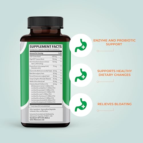 LifeSeasons Digestivi-T etiqueta frontal muestra fórmula natural para promover la digestión.