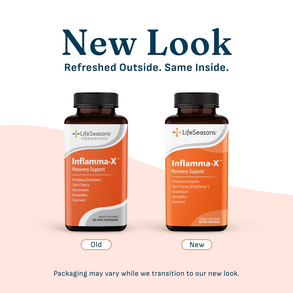 LifeSeasons Inflamma-X botella junto a una regla mostrando tamaño y cantidad práctica