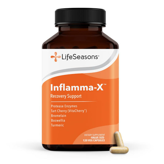 LifeSeasons Inflamma-X frente del empaque mostrando diseño y tamaño, confianza y claridad